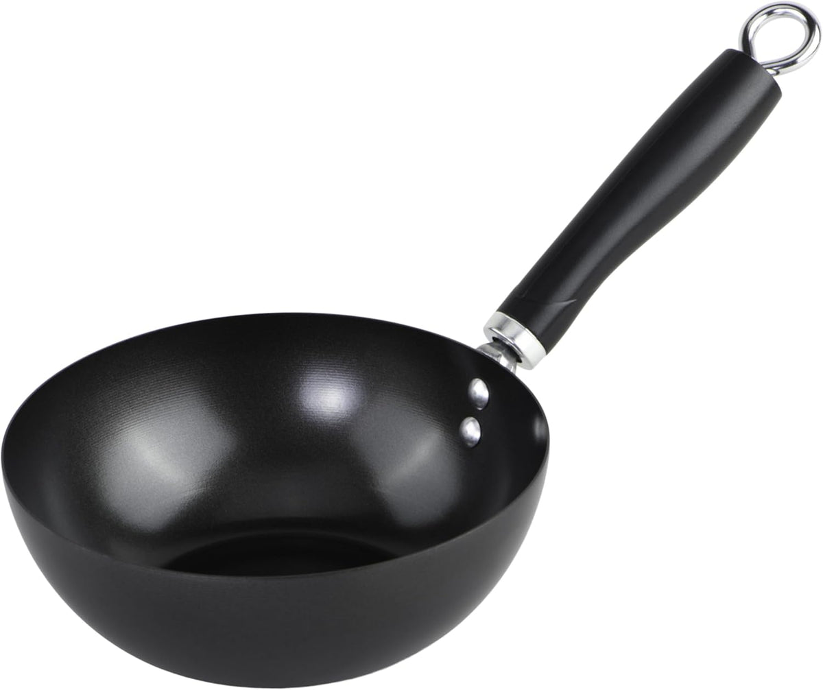 GoodCook Everyday Nonstick Wok, 8-Inch, Black, Carbon Steel Small Wok, High Wall Construction, Flat Base, Ergonomic Flame Guard Handle, Non-Stick Wok Pan for Stir Fry and Sautéing