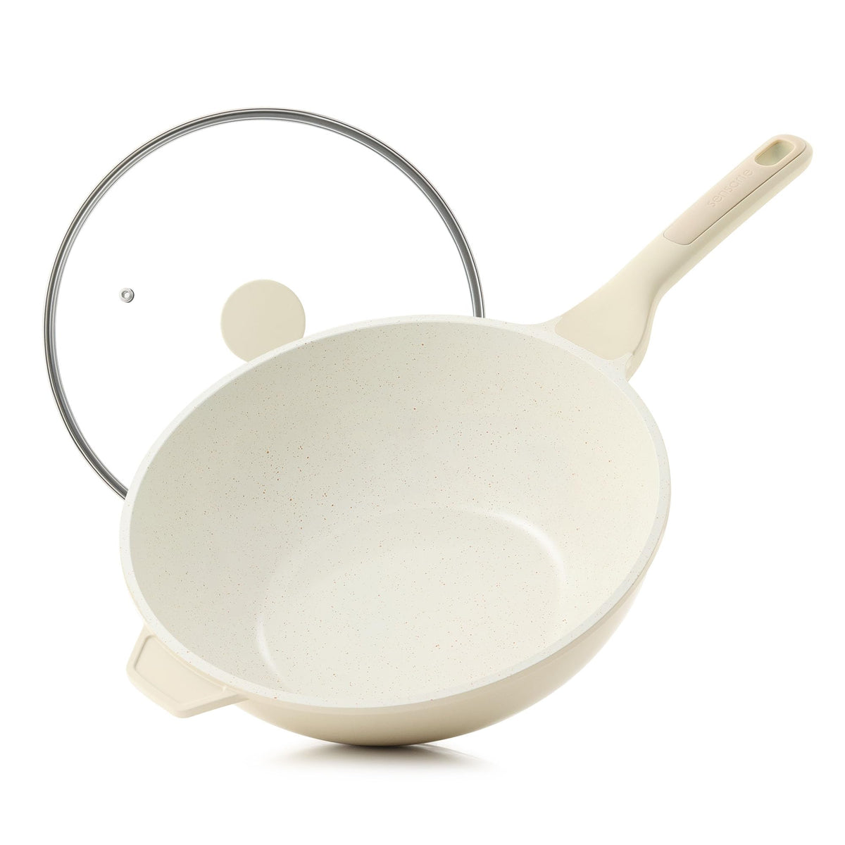 SENSARTE Nonstick Ceramic Wok Pan with Lid, 11Inch Non Toxic Stir-fry Pan