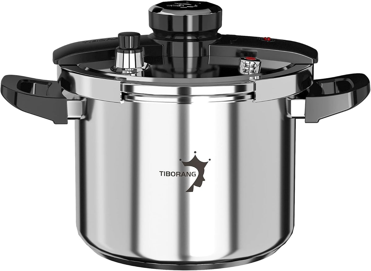 TIBORANG 8.5 QT Stainless Steel Pressure Cooker, Family Size for 3-5 People