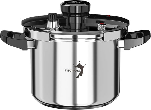 TIBORANG 8.5 QT Stainless Steel Pressure Cooker, Family Size for 3-5 People