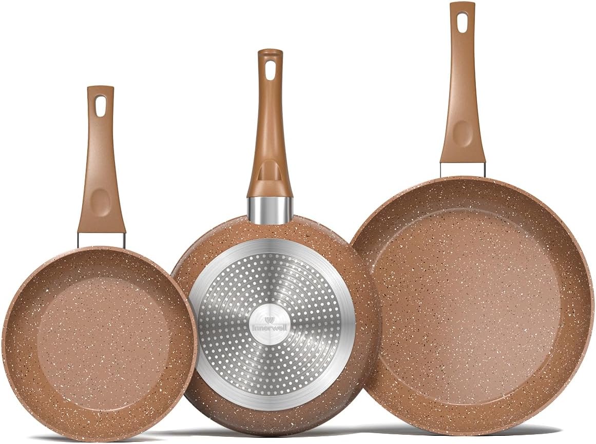 Innerwell Nonstick Ceramic Frying Pans Skillets Set 8"+9.5"+11"