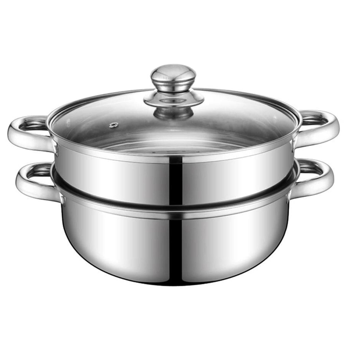 Steamer Pot for Cooking 11 inch Steamer Pot, 3-tier Multipurpose 18/8 Stainless Steel Steam Pot Cookware with Lid for Vegetable, Dumpling, Stock, Sauce, Food