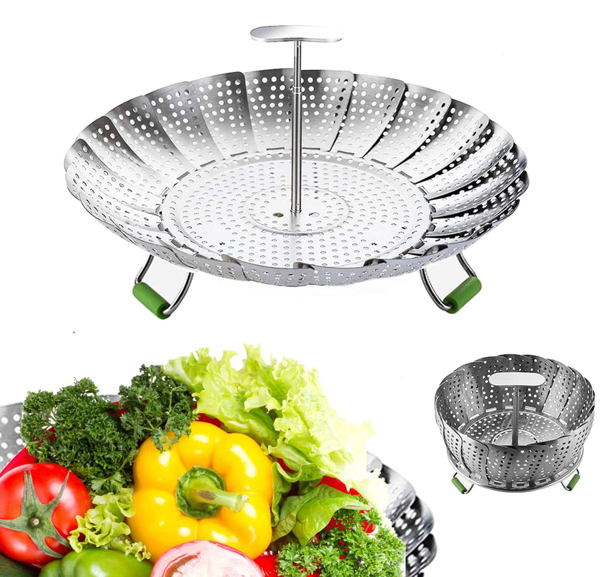 Steamer Pot for Cooking 11 inch, Steamer Pots 3-tier Multipurpose Stainless Steel Steam Pot Cookware with Handle for Vegetable