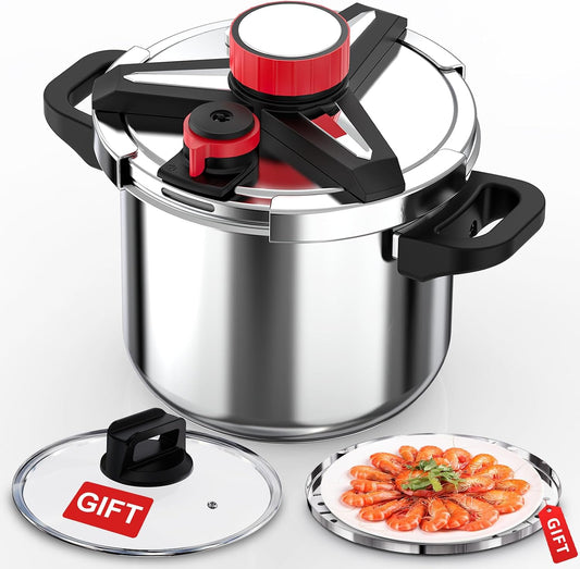 [3-IN-1] 18/8 Stainless Steel Pressure Cooker 8 Quart [Save 70% of time ]