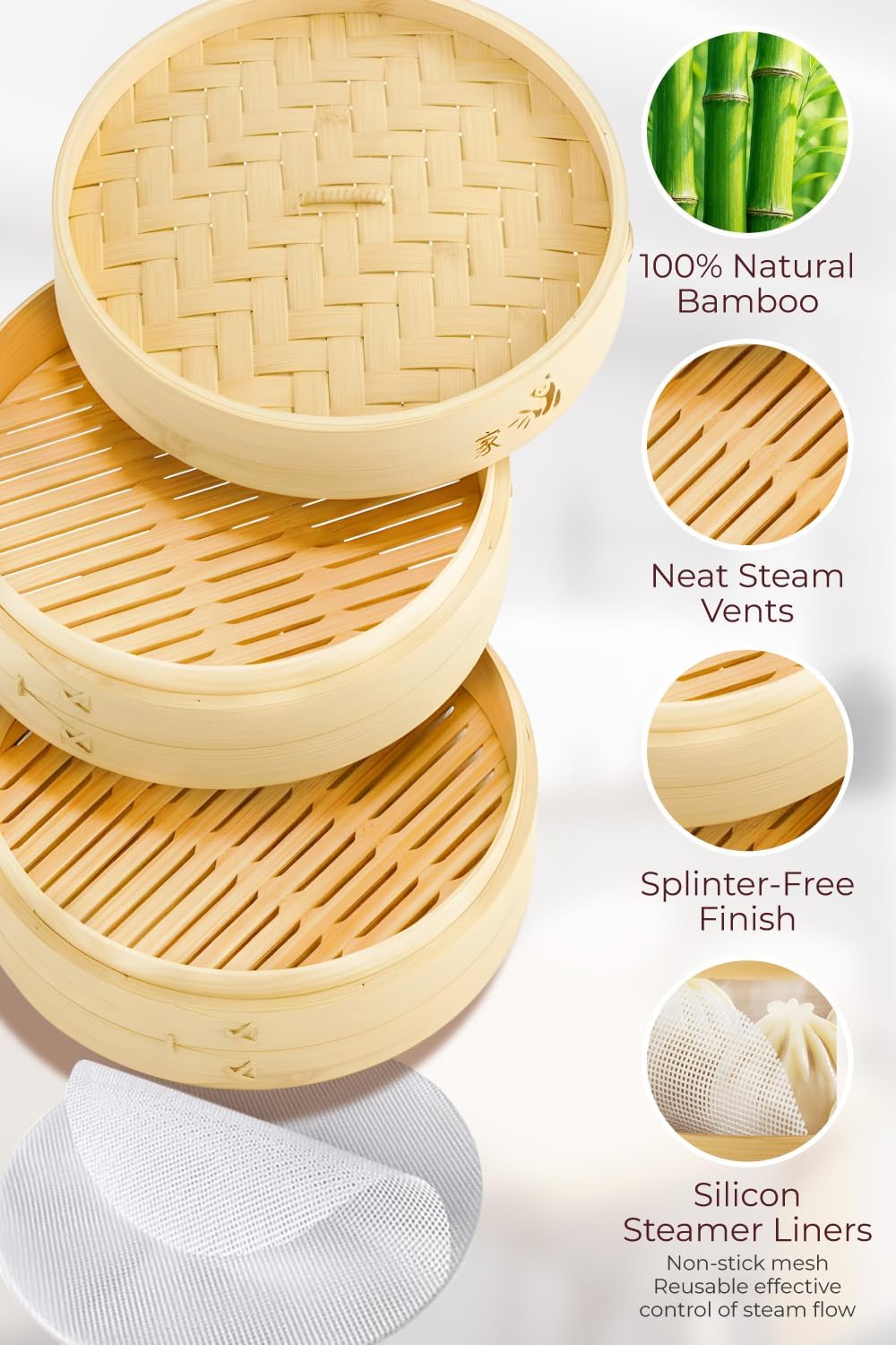 8" Bamboo Steamer Basket - Delicious Home Cooked Meals, Authentic Flavor
