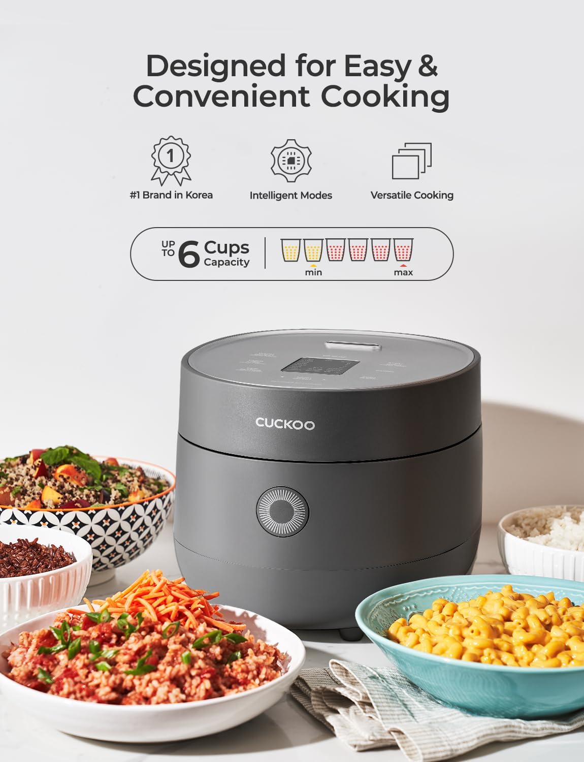 CUCKOO Micom Fuzzy Logic Rice Cooker, 12-Cup Cooked, Gray, CR-0675FG