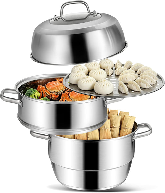 VENTION 3 Tier Induction Steamer Pot for Cooking, 13.4 Inch(34cm), 14.7 Qt