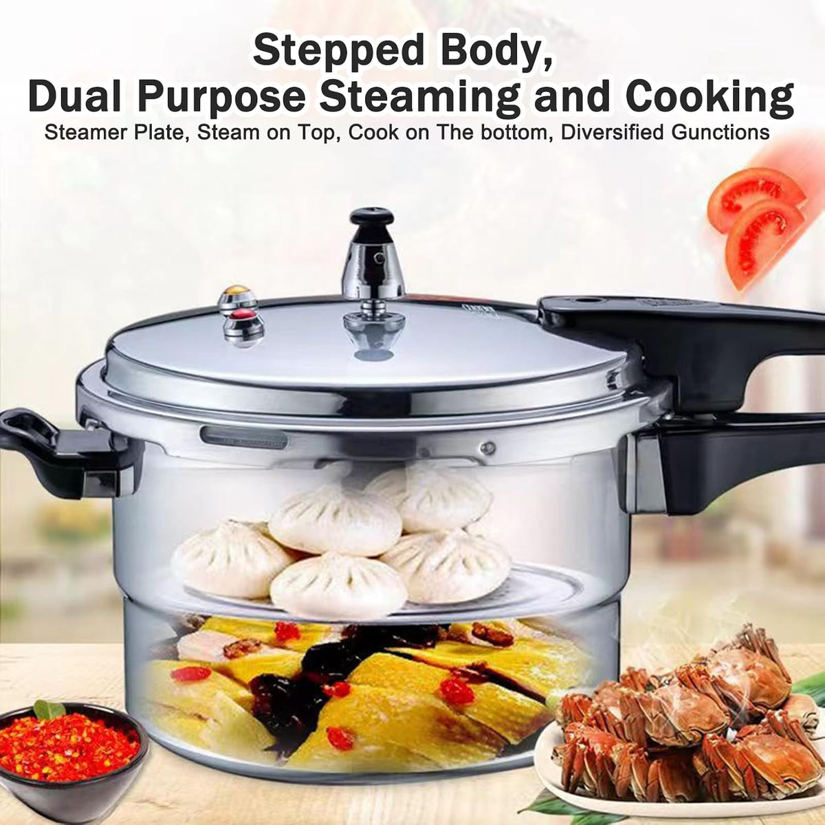 Small Pressure Cooker 3 Quart，Aluminum Pressure Cooker Compatible with Gas & Induction Cooker Fast Cooking Pot Even Heat Distribution for 1-2 People