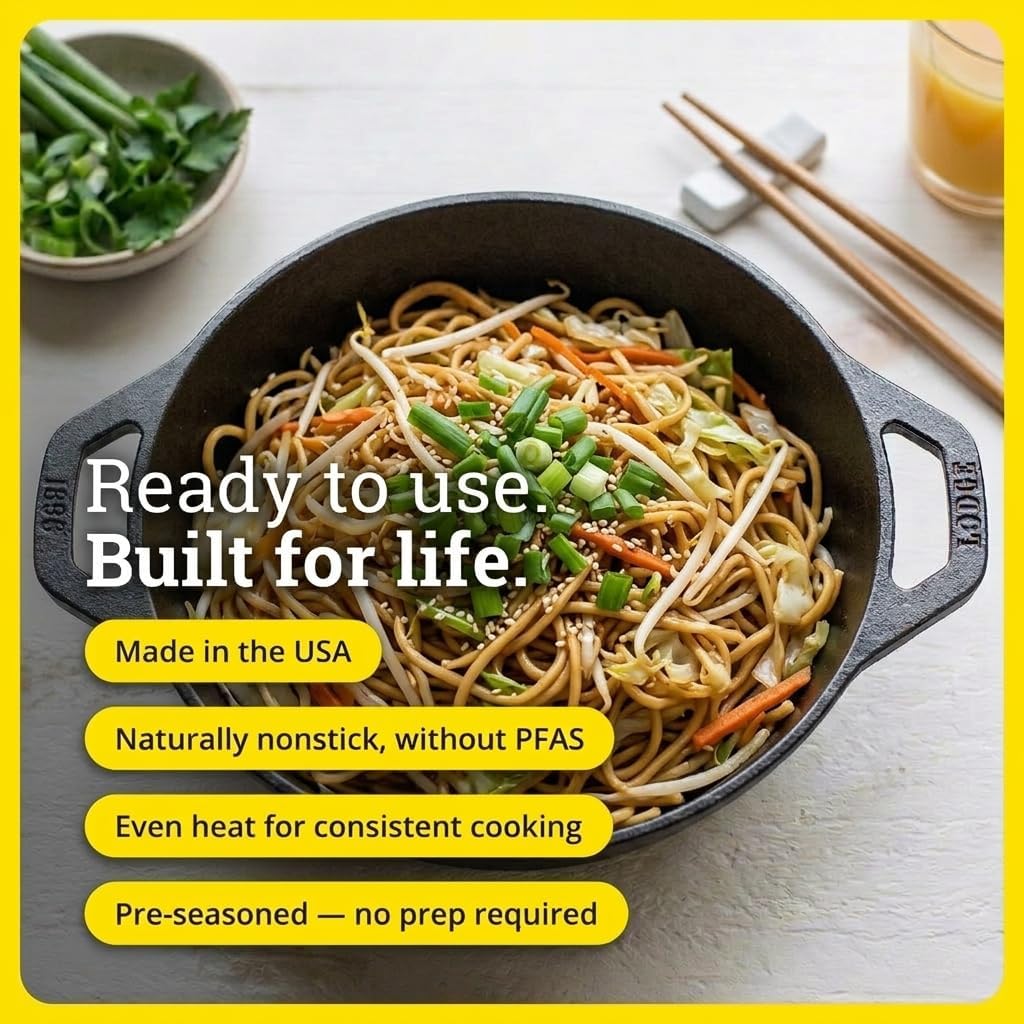 Lodge Pre-Seasoned Cast Iron Mini Wok, 6.25 Inches