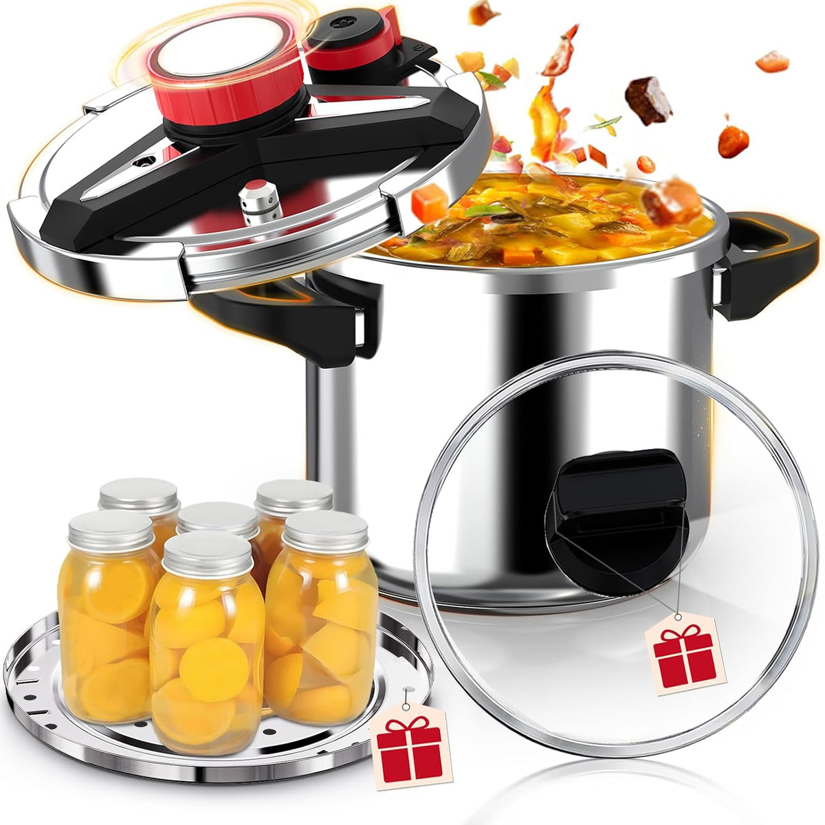 [3-IN-1] Pressure Cooker 12 Quart, 18/8 Stainless Steel Pressure Canner