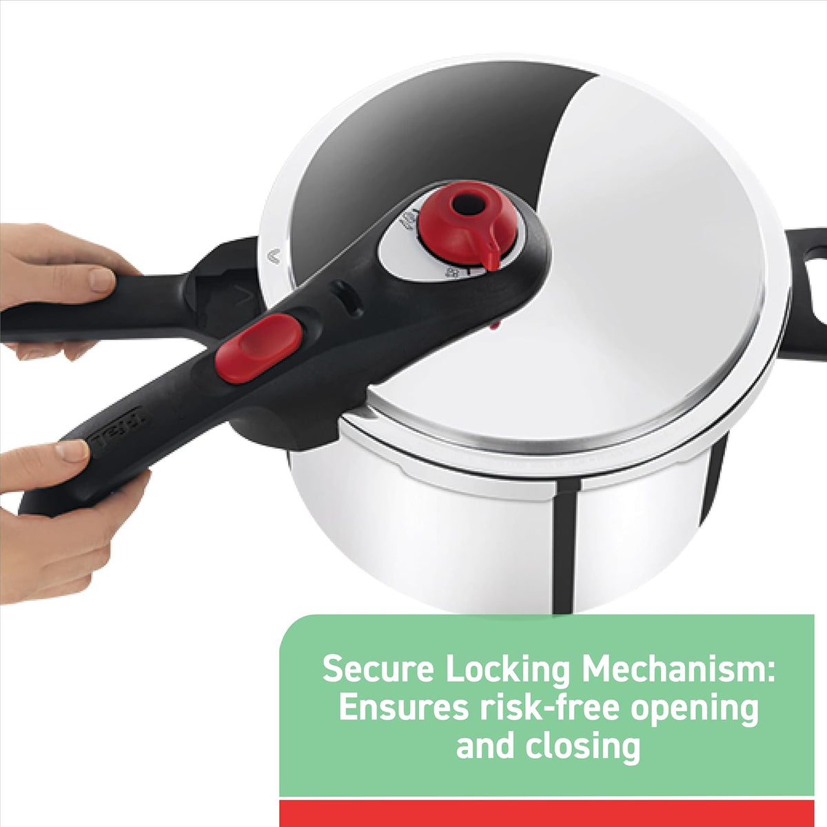 T-fal P2614634 Secure Aluminum Initiatives 12-PSI Pressure Cooker Cookware, 6-Quart, Siver