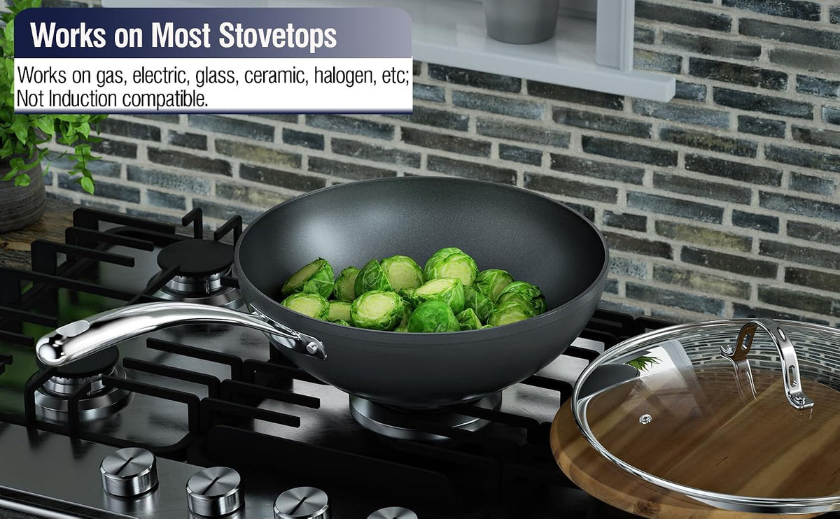 Cooks Standard Classic 11-Inch Hard Anodized Nonstick Wok Stir Fry Pan