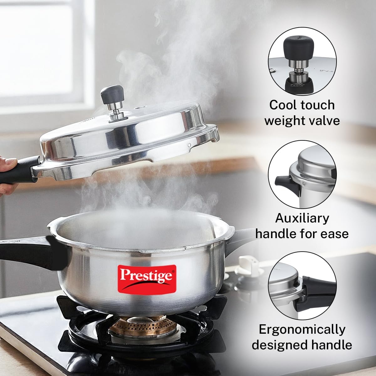 Prestige PRPDP Pressure Cooker, 6 Liters, Silver