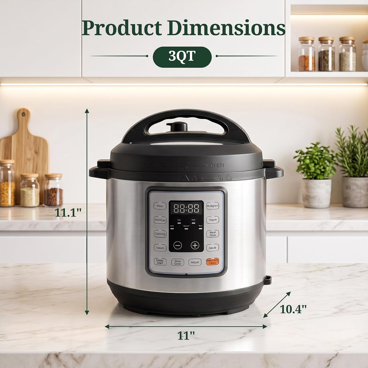 10-in-1 3QT Electric Pressure Cooker for Rice and Stews