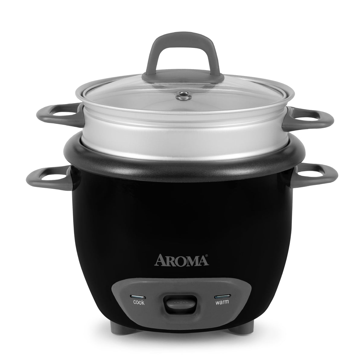 AROMA® Rice Cooker, 3-Cup (Uncooked) / 6-Cup (Cooked), Steamer, Small Rice Cooker, Oatmeal Cooker, Soup Maker, Auto Keep Warm, 1.5 Qt, White, ARC-743-1NG
