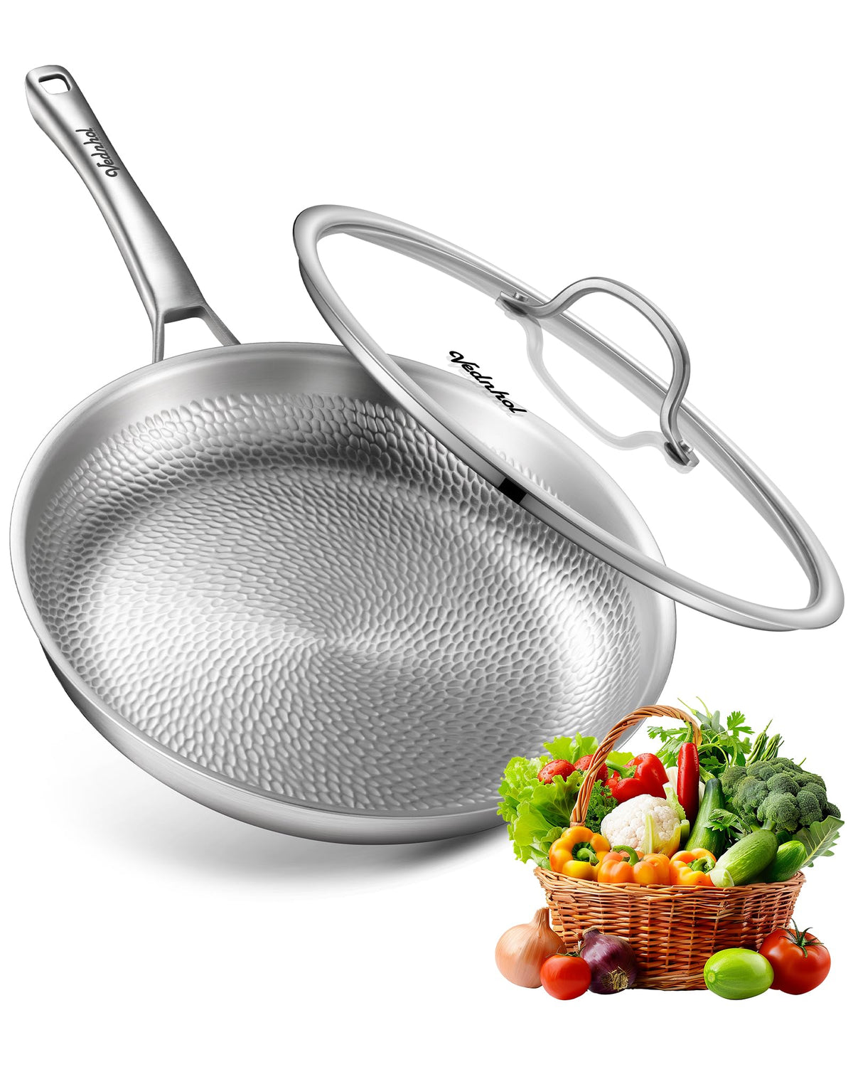 Titanium Pans for Cooking, 12 Inch Non-Toxic Frying Pan with Lid