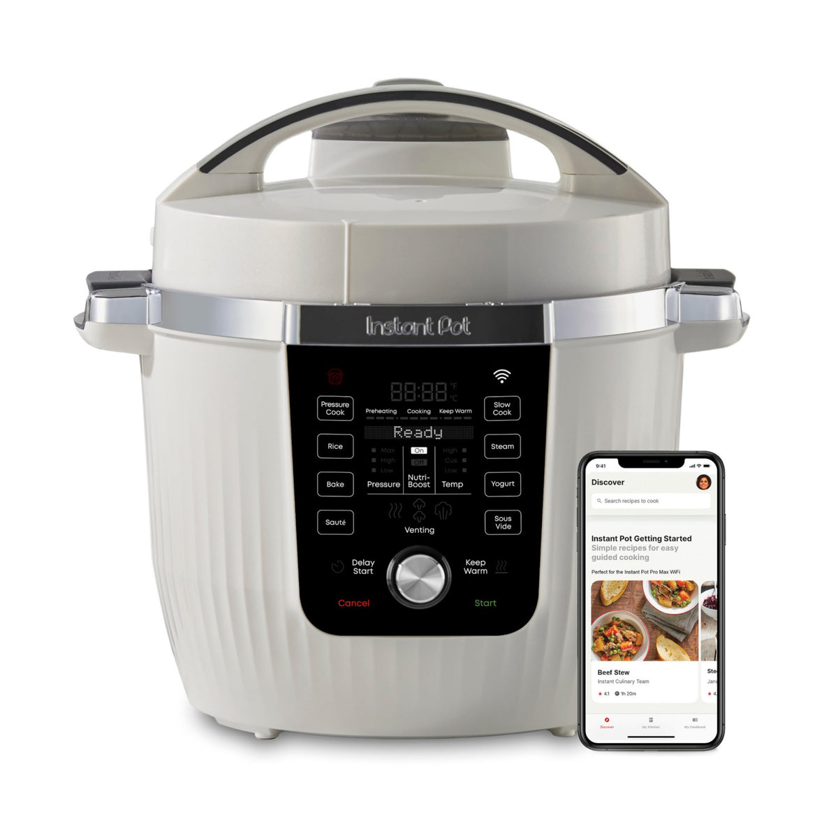 Instant Pot Pro Max WiFi Smart 6 Qt 10‑in‑1Pressure Cooker, White