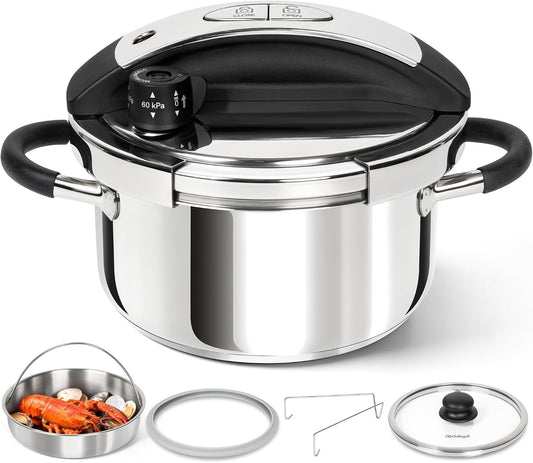 MICHELANGELO 3.2QT/3L Small Stovetop Pressure Cooker Stainless Steel