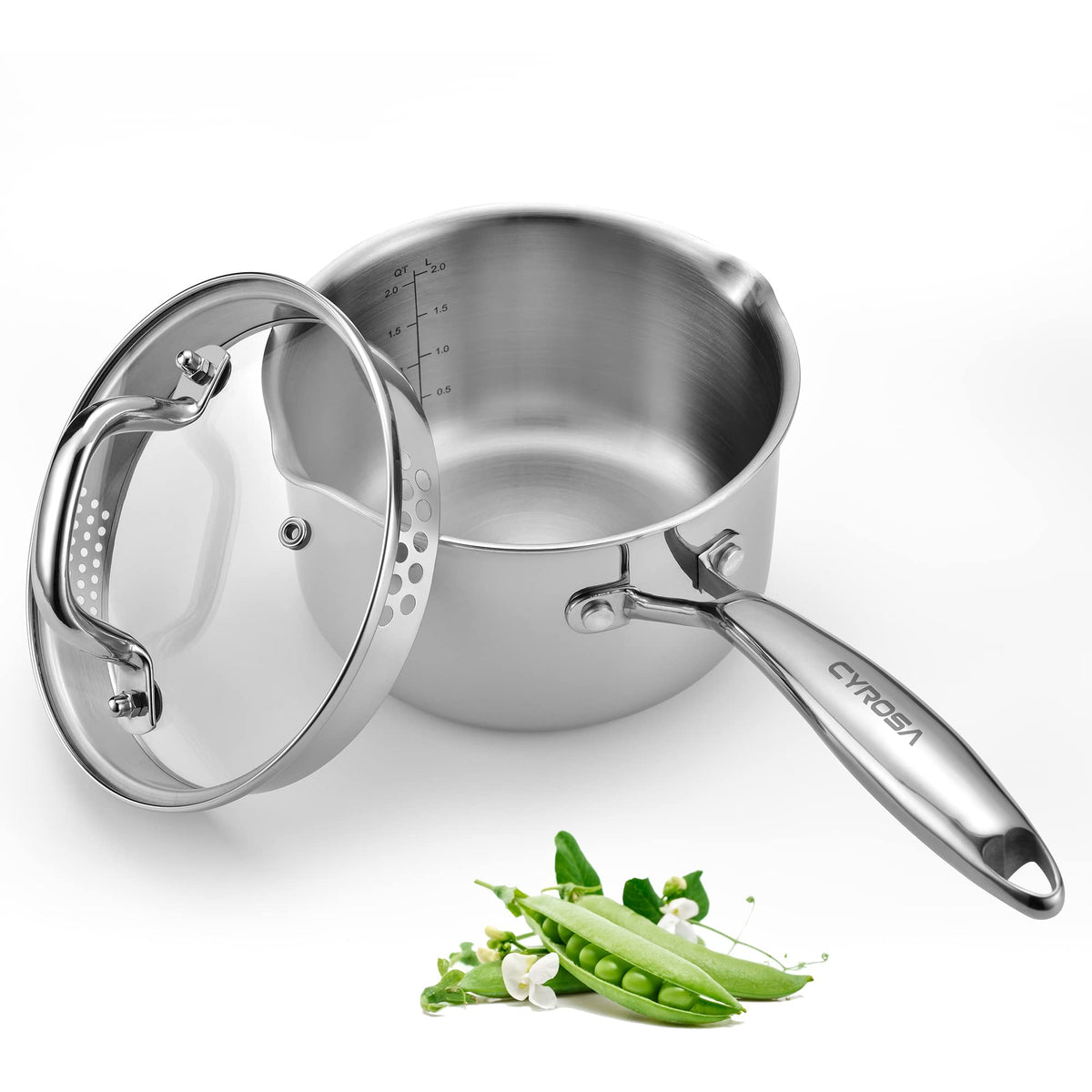 Tri-Ply Stainless Steel Sauce Pan with Steamer Basket & Straining Glass Lid— 2-in-1 Multi-Function Pot for Steaming, Boiling & Simmering — Healthy, Durable, Rust-Resistant, Professional-Grade Cookware