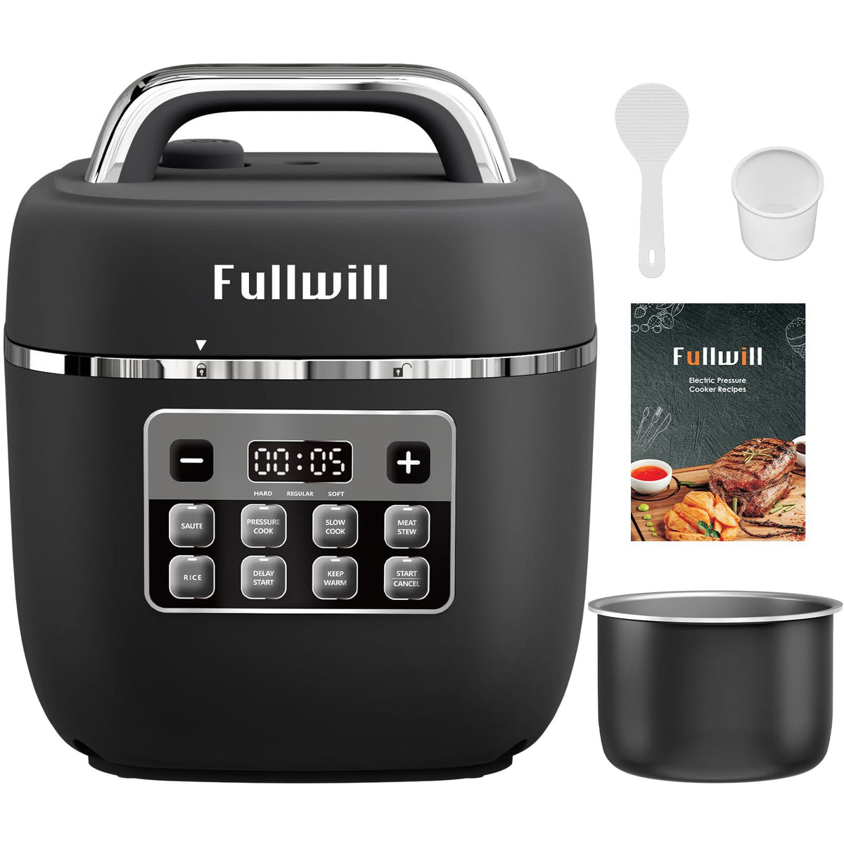 Fullwill Electric Pressure Cooker 6QT Dual Pots, 12 in 1 MultiFunction Cooker with 304 Stainless Steel & Ceramic Pots, Pressure Cook, Soup, Porridge, Yogurt, Meat Stew, Rice, Poultry, Beans and More