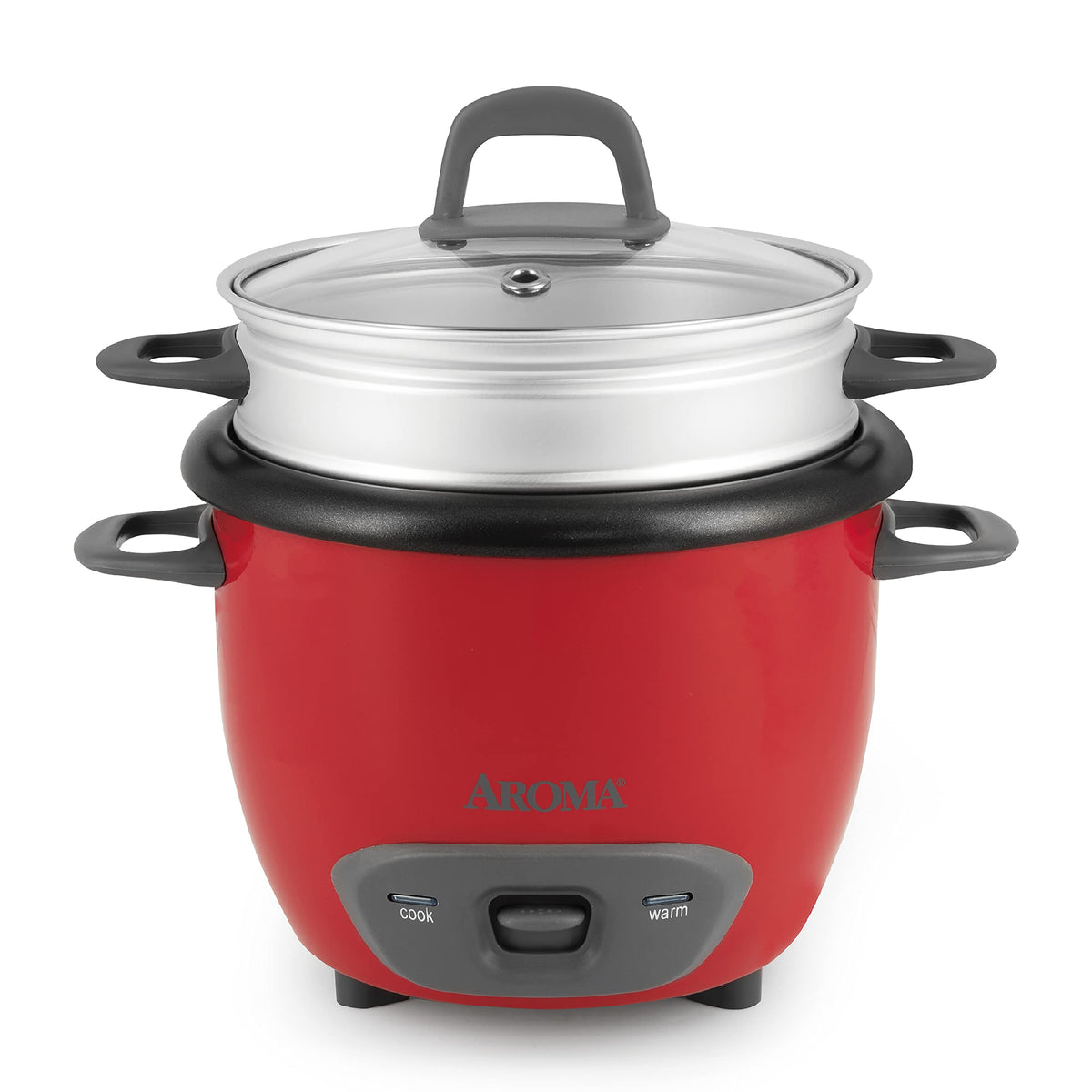 AROMA® Rice Cooker, 3-Cup (Uncooked) / 6-Cup (Cooked), Steamer, Small Rice Cooker, Oatmeal Cooker, Soup Maker, Auto Keep Warm, 1.5 Qt, White, ARC-743-1NG