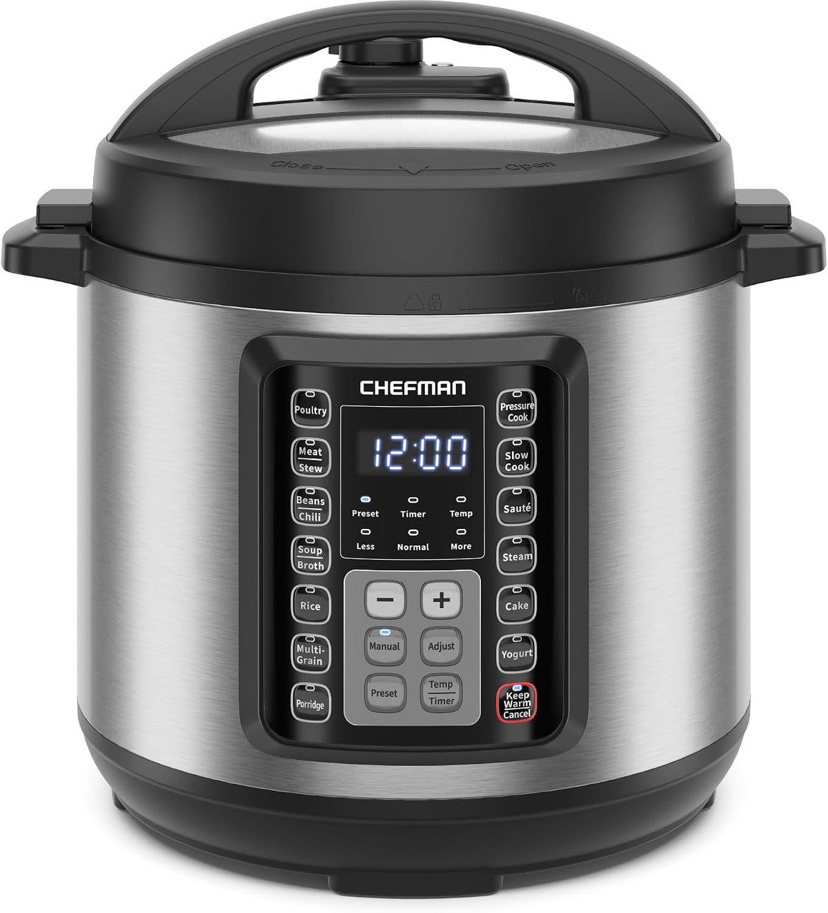 Chefman 13-in-1 Electric Pressure Cooker, 6-Quart Multicooker with Touchscreen Controls, Slow Cooker, Steamer, Sauté, Soup, Chili, Delay Start & Keep Warm, Stainless Steel