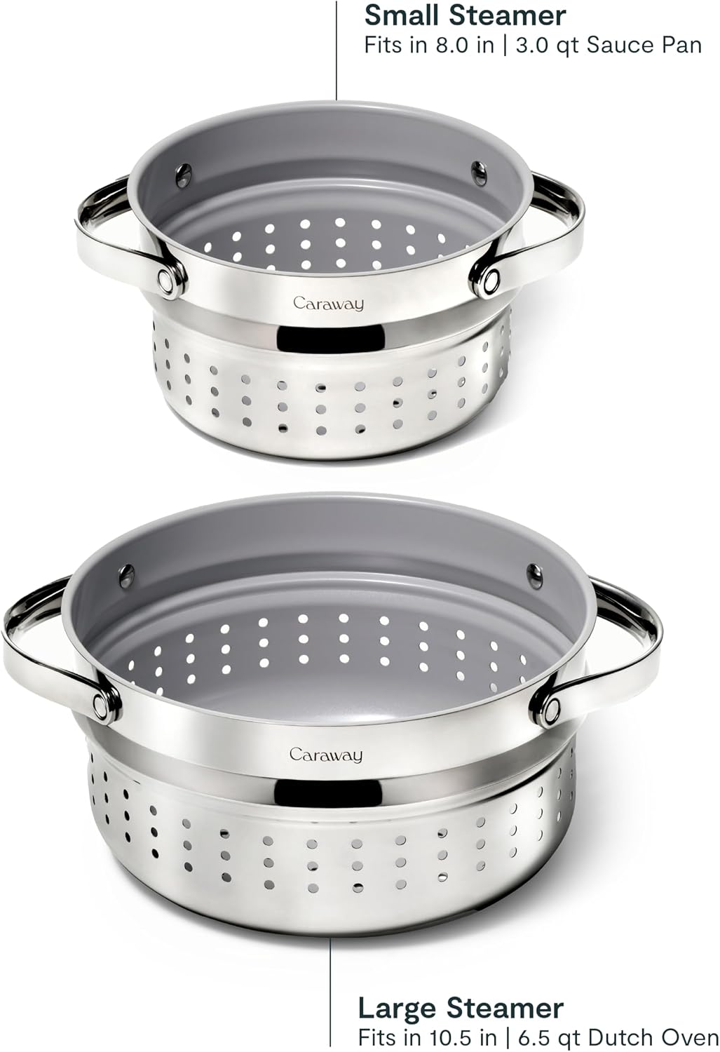 Caraway Steamer, Stainless Steel Steamer with Handles