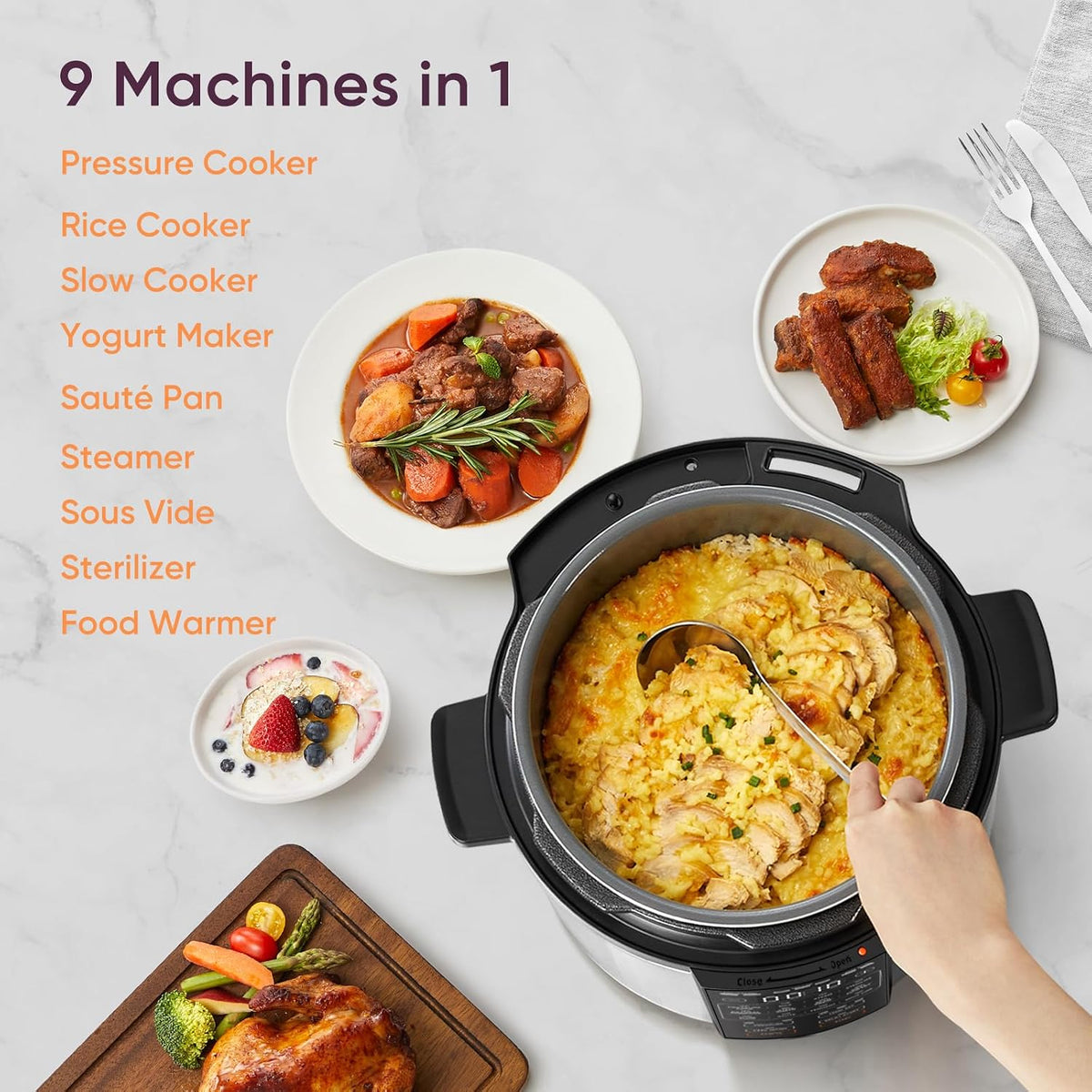 Cosori Pressure Cooker 6QT, 9-in-1, Ceramic Coating Pot, 12 Safety Features