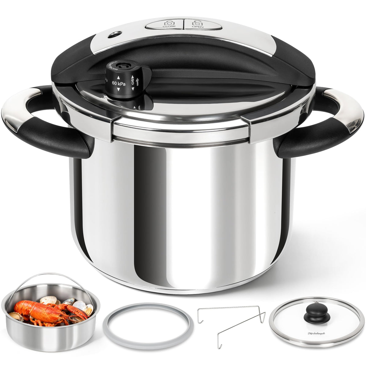 MICHELANGELO 3.2QT/3L Small Stovetop Pressure Cooker Stainless Steel
