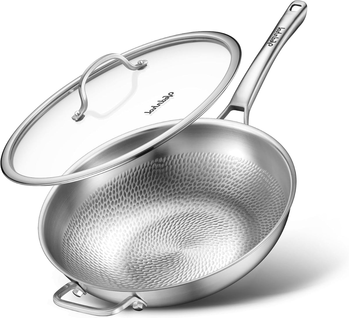 Titanium Wok Pan,13in Pure Titanium Hammered Pro pans, Non Stick Skillet for Cooking, Non-Toxic, PFAS/PFOA/PTFE Free Cookware, Dishwasher&Oven Safe, Kitchen Induction Compatible