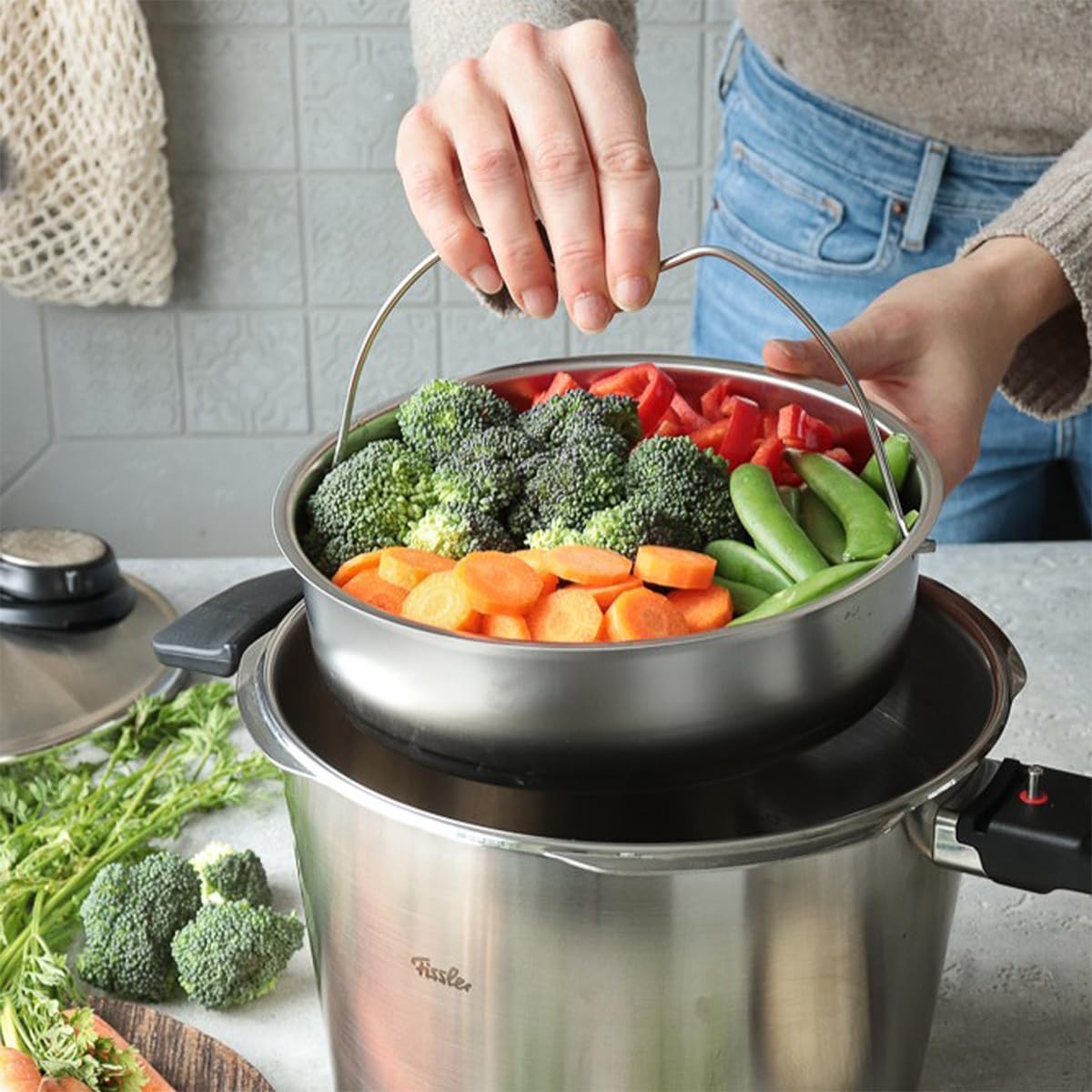 Fissler Vitavit Premium Pressure Cooker with Steamer Insert, 8.5 Quart