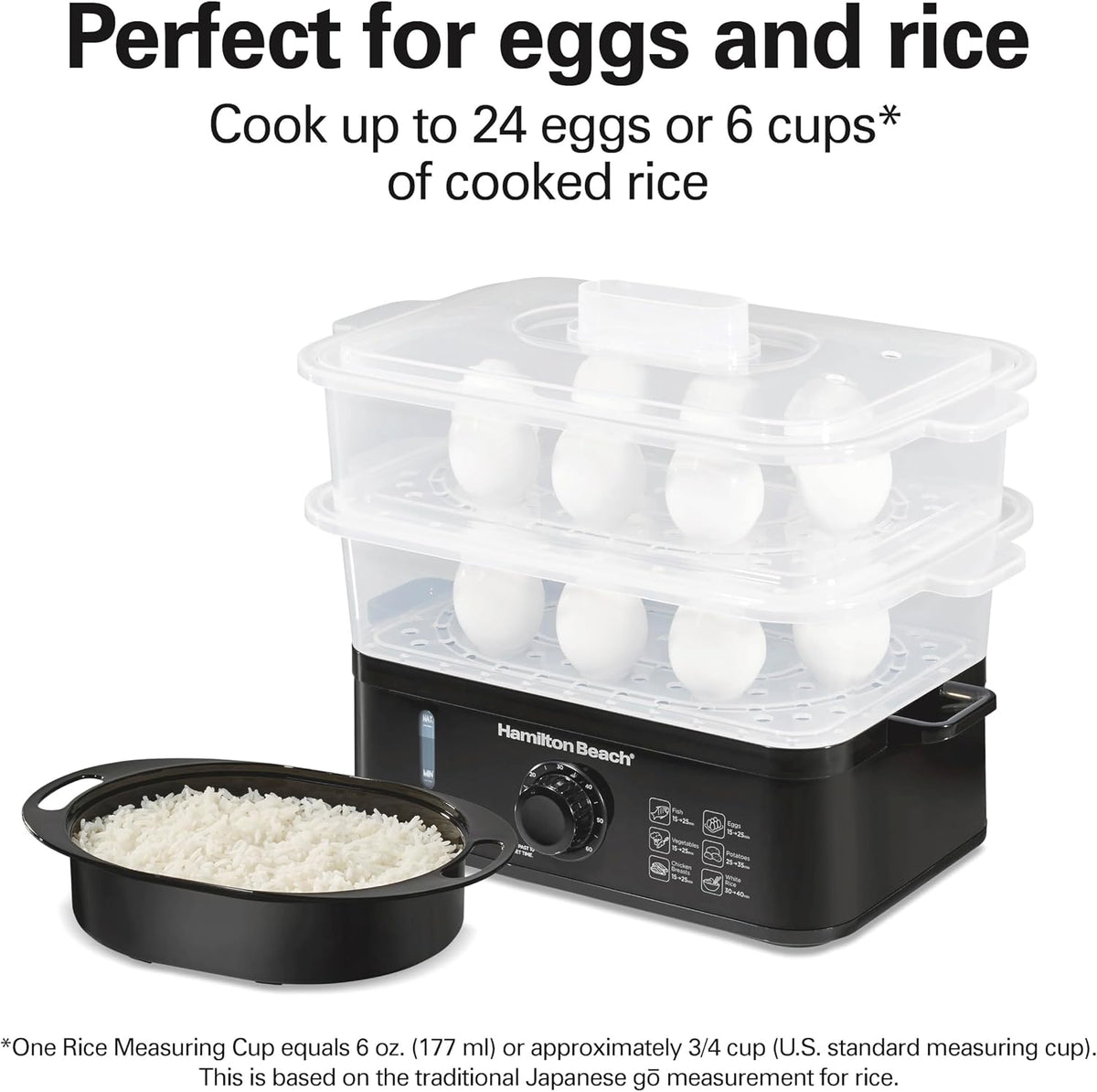 Hamilton Beach Electric Food Steamer, Rice Cooker & Egg Boiler