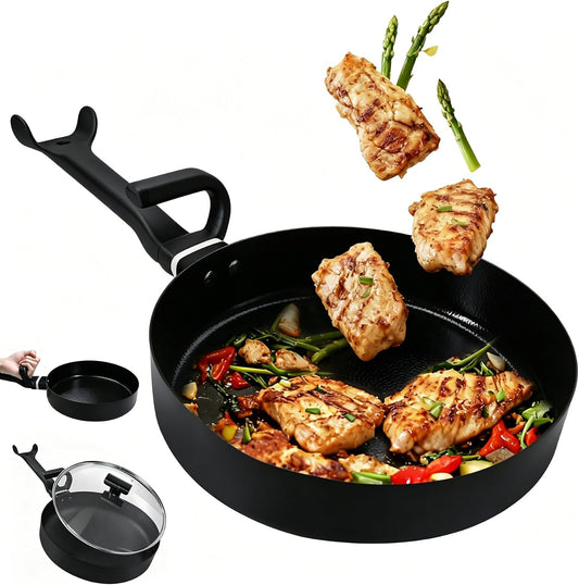 Nonstick Skillet, Nonstick Ceramic Saute Pan with Lid,Deep Frying Pan 12-inch, Healthy & PFOA/PFAS Free,5 QT Cooking Pan,Ergonomic Handle for Effort-saving,Wrist Saver
