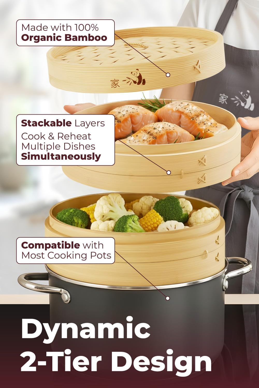 8" Bamboo Steamer Basket - Delicious Home Cooked Meals, Authentic Flavor