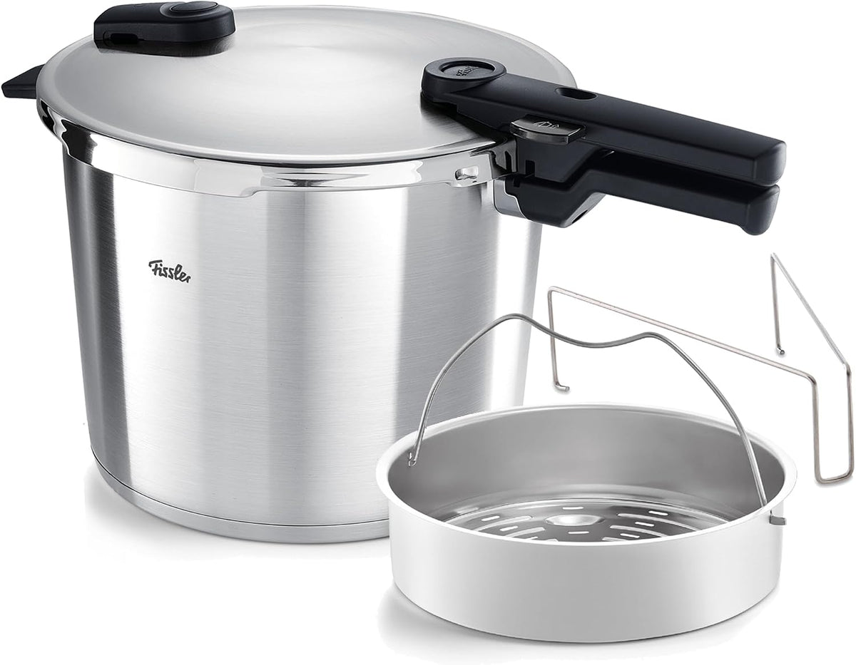 Fissler Vitaquick Premium Pressure Cooker, 3.7 Quart with Steamer Insert and Tripod