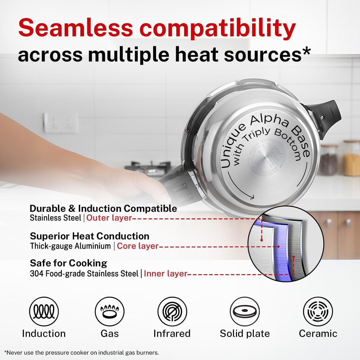 Prestige PRASVSP PRESSURE COOKER, Senior Pan 4L, SILVER