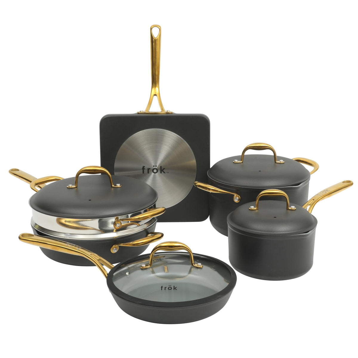 frök All-In-One Non-Stick Fry Pan Meets Wok with Lid, 11-Inch, Black & Silver