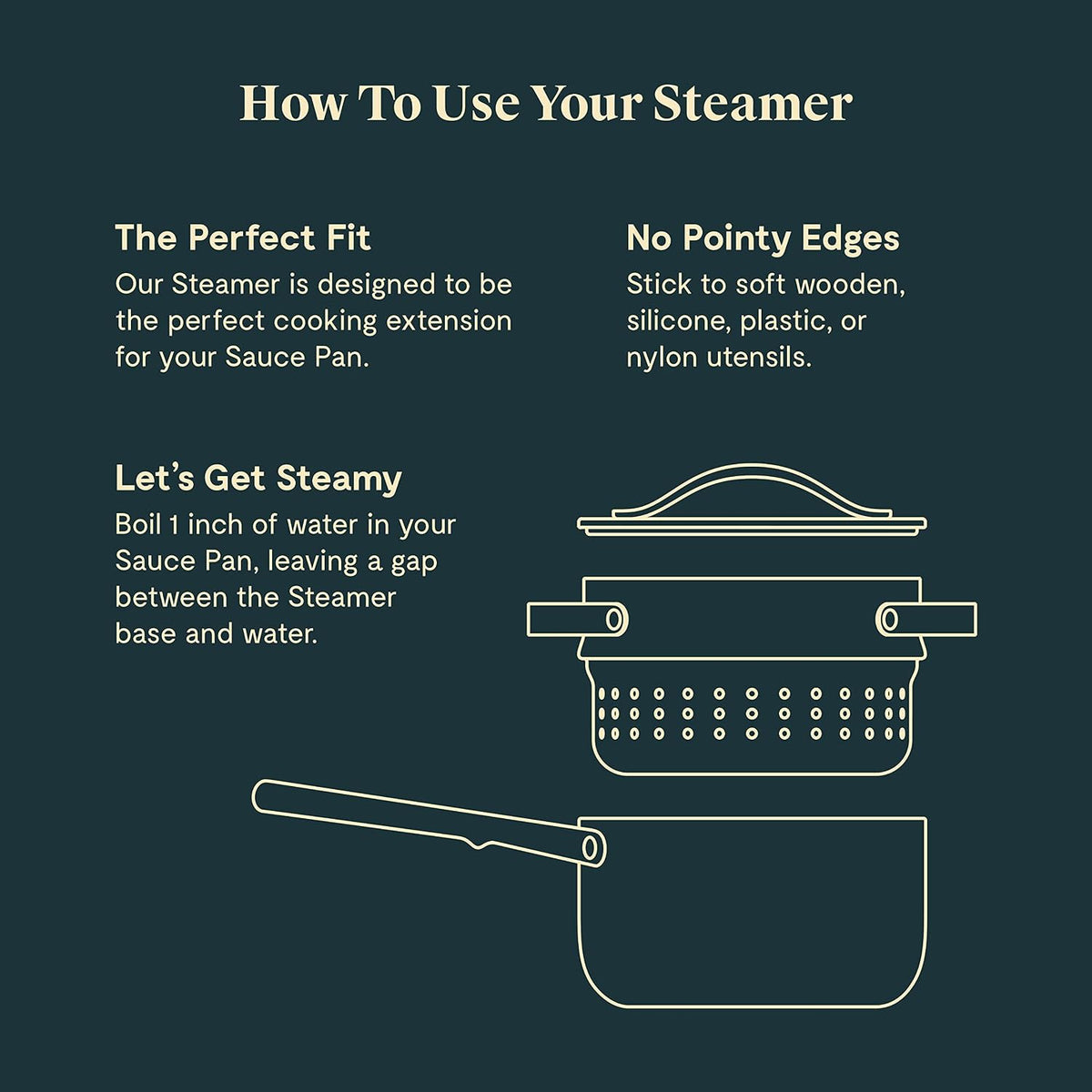 Caraway Steamer, Stainless Steel Steamer with Handles