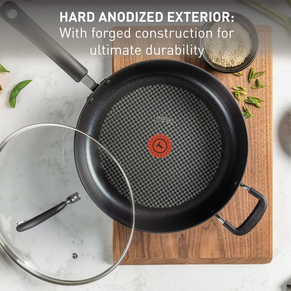 T-Fal Ultimate Hard Anodized Nonstick Fry Pan, 10 in with Lid, Onyx