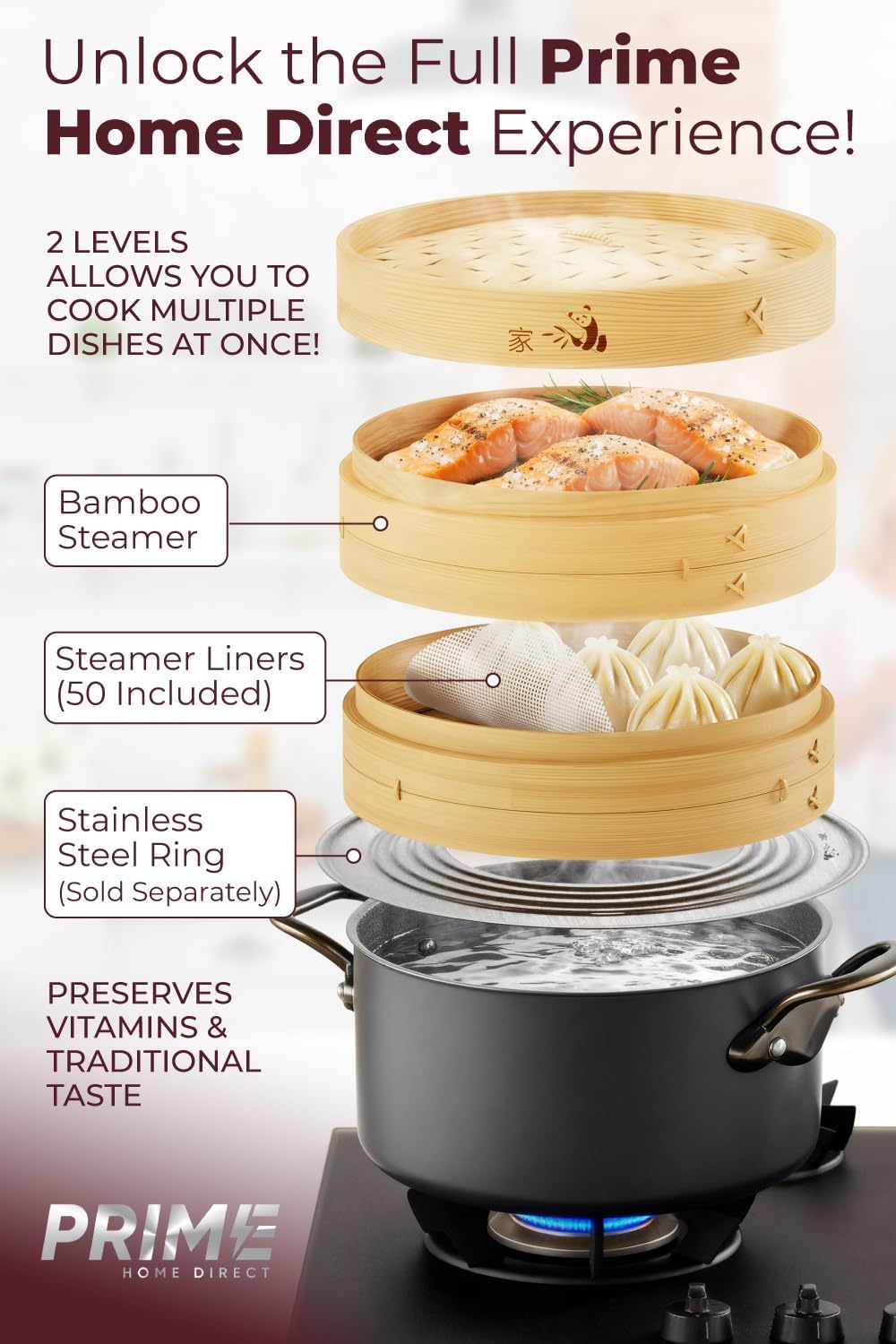 8" Bamboo Steamer Basket - Delicious Home Cooked Meals, Authentic Flavor