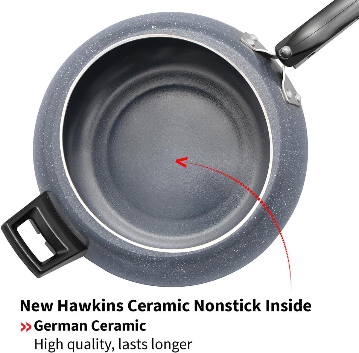 Hawkins 5 Litre Ceramic Nonstick Pressure Cooker, Induction Inner Lid, Granite Contura Shaped, Blue