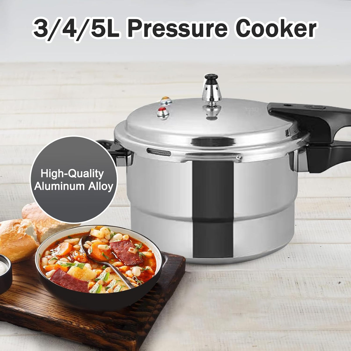 Small Pressure Cooker 3 Quart，Aluminum Pressure Cooker Compatible with Gas & Induction Cooker Fast Cooking Pot Even Heat Distribution for 1-2 People