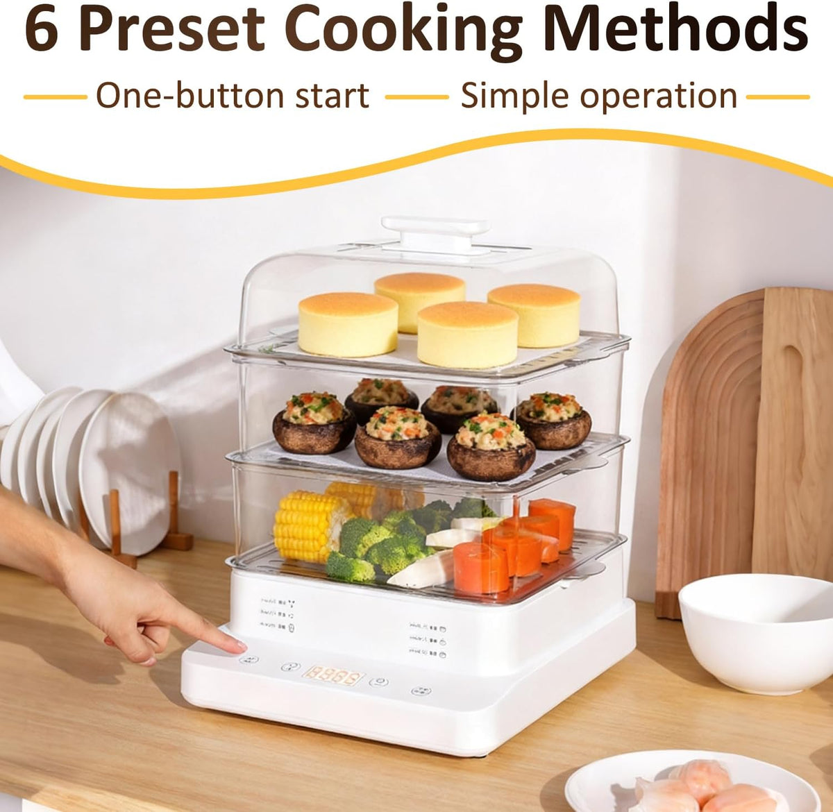 23QT Electric Food Steamer,3-Tier Seafood & Vegetable Steam Cooker