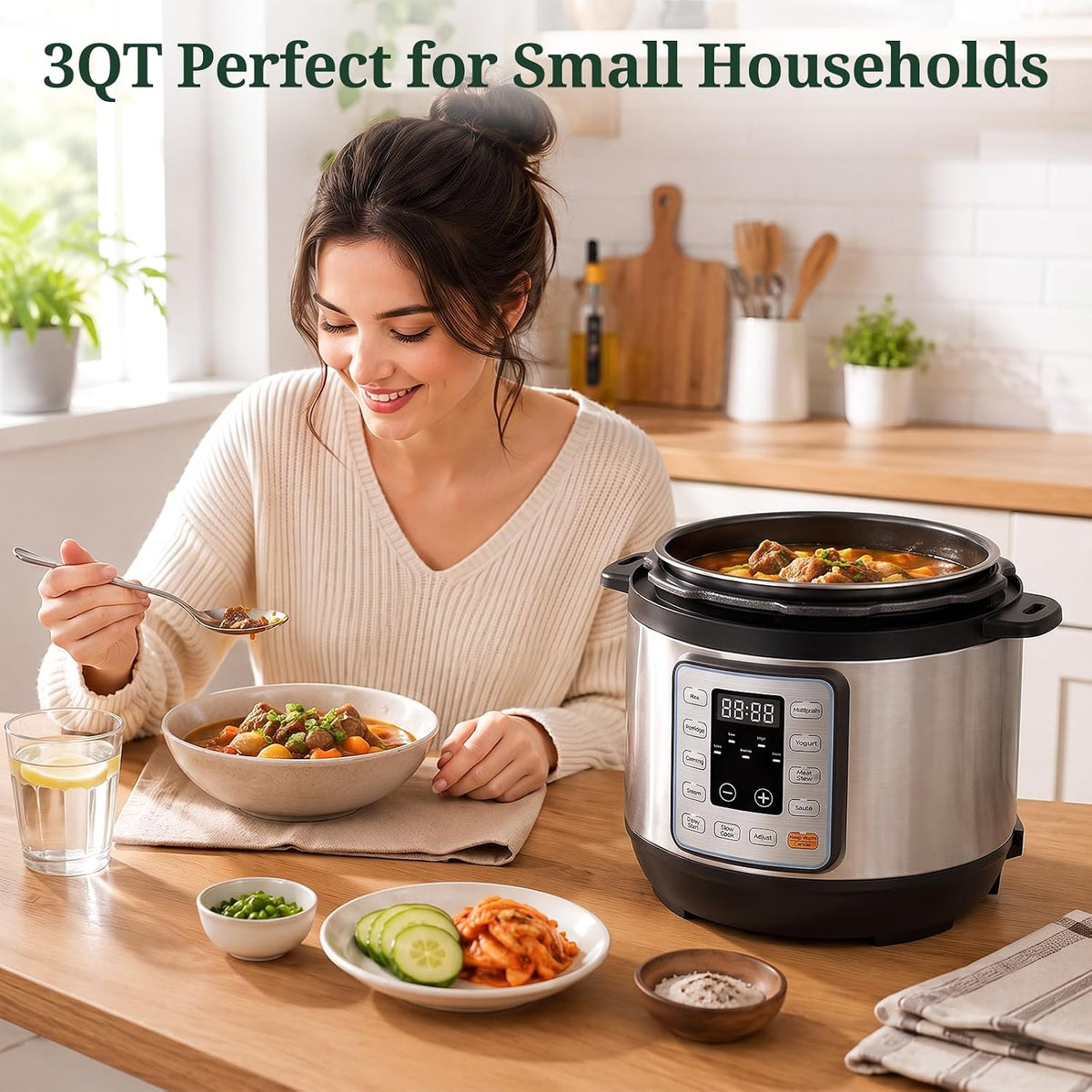 10-in-1 3QT Electric Pressure Cooker for Rice and Stews
