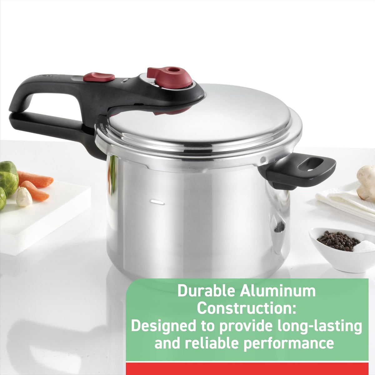 T-fal P2614634 Secure Aluminum Initiatives 12-PSI Pressure Cooker Cookware, 6-Quart, Siver