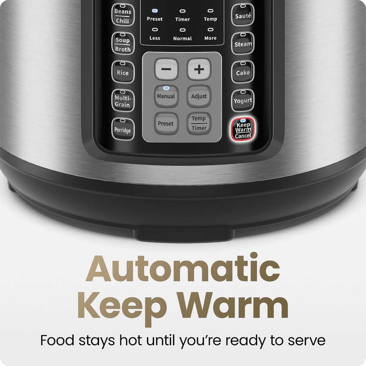 Chefman 13-in-1 Electric Pressure Cooker, 6-Quart Multicooker with Touchscreen Controls, Slow Cooker, Steamer, Sauté, Soup, Chili, Delay Start & Keep Warm, Stainless Steel
