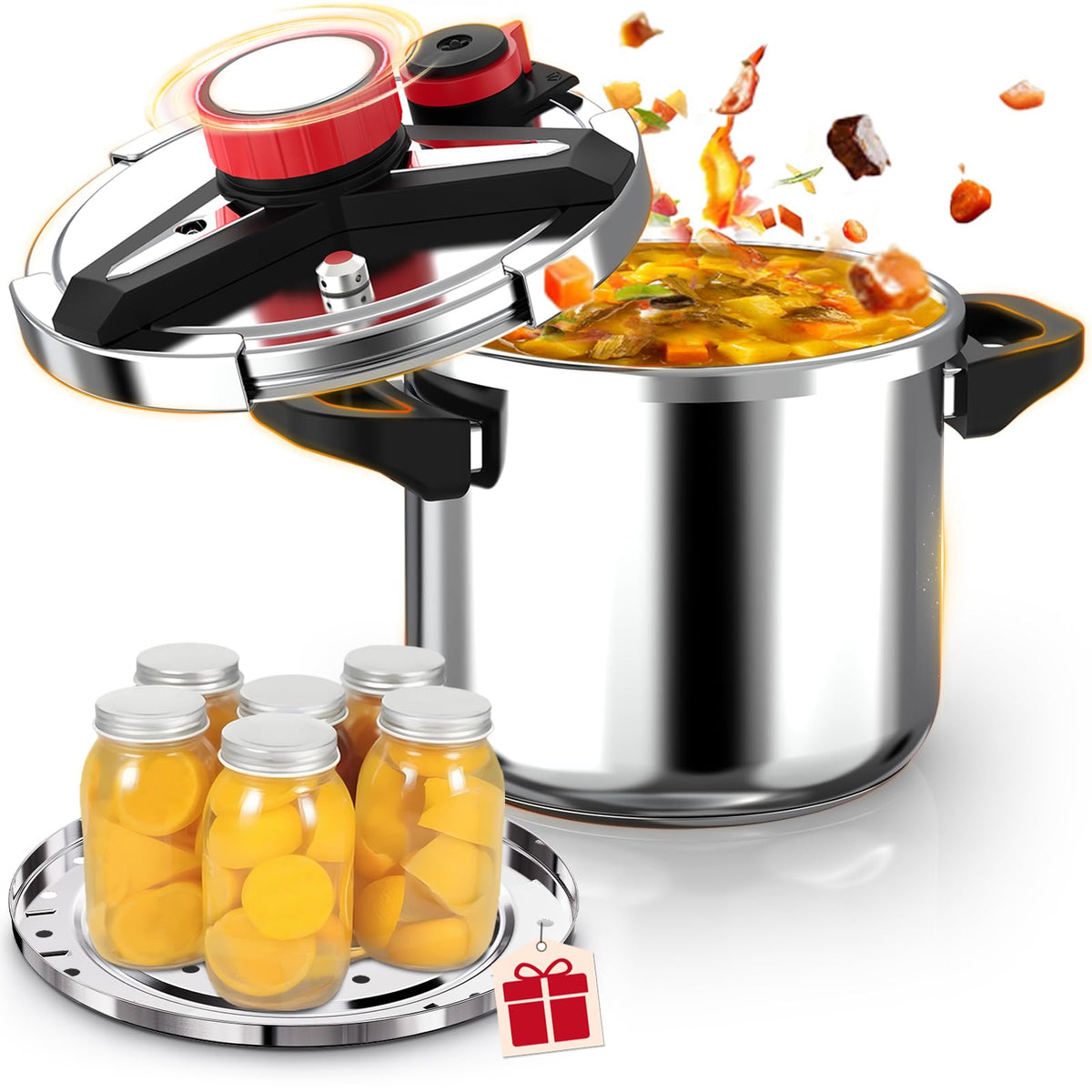 [3-IN-1] 18/8 Stainless Steel Pressure Cooker 8 Quart [Save 70% of time ]
