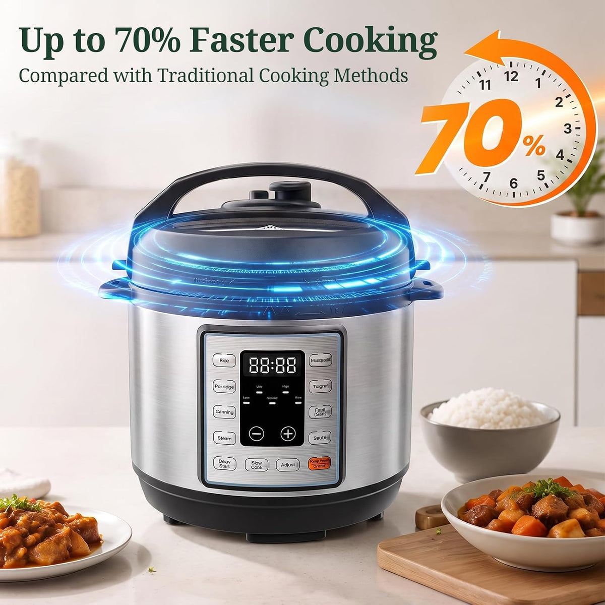 10-in-1 3QT Electric Pressure Cooker for Rice and Stews