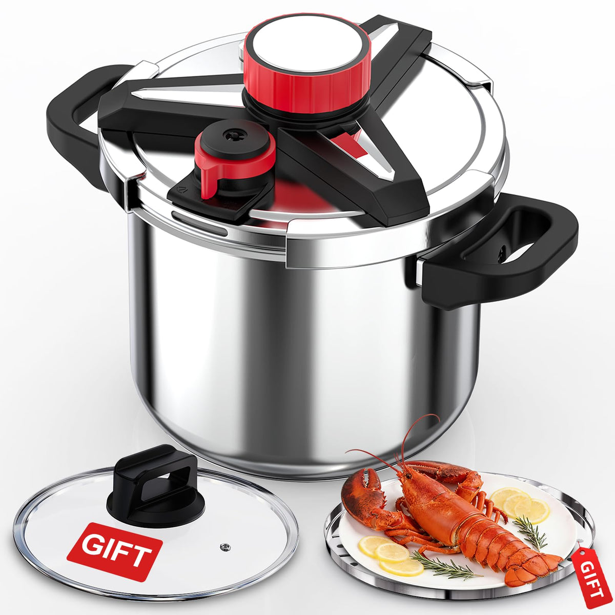 [3-IN-1] 18/8 Stainless Steel Pressure Cooker 8 Quart [Save 70% of time ]