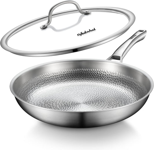 Titanium Pans for Cooking, 12 Inch Non-Toxic Frying Pan with Lid